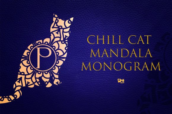 Chill Cat Mandala Monogram Font for Pet Branding