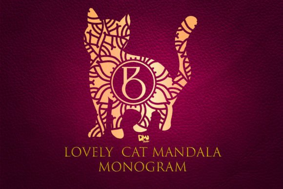 Lovely Cat Mandala Monogram Font for Branding