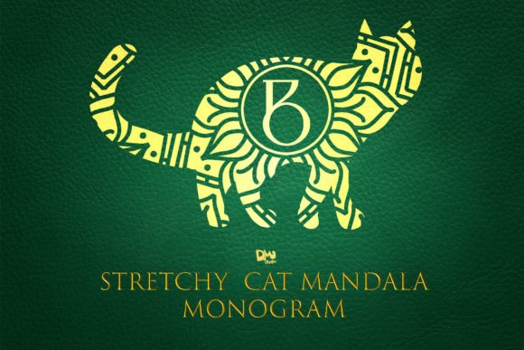 Stretchy Cat Mandala Monogram Font for Makers